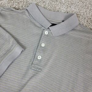 Gary Player Mens XL Gray Striped Stretch Knit Polo Short Sleeve